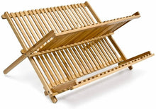 Cargar imagen en el visor de la galería, Escurreplatos de bambú plegable en 2 Niveles 40 x 30 cm