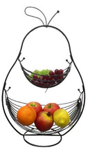 Cargar imagen en el visor de la galería, Frutero con 2 cestas pera negro industrial de metal de 35x27x51 cm