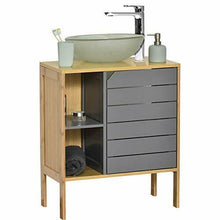 Cargar imagen en el visor de la galería, Tendance Noumea - Mueble bajo lavabo (bambú), color gris/bambu