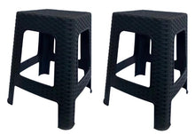 Cargar imagen en el visor de la galería, 2 X Taburetes Sillas de plástico Estilo Rattan vario colores, Asiento Cuadrado