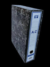 Cargar imagen en el visor de la galería, Pack 3, 5, 8 ARCHIVADORES DE PALANCA FOLIO JASPEADO NEGRO CON CAJA