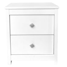 Cargar imagen en el visor de la galería, Mueble Auxiliar Cajonera Ancha de Madera de Pino Natural Color Blanco Nieve, Mesillas de noche,