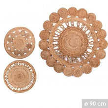 Cargar imagen en el visor de la galería, Alfombra redonda trenzada de 100% Yute natural de 4 diseños – Diámetro 90 cm