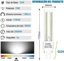 Cargar imagen en el visor de la galería, Pack 2 Bombillas LED PLC 2 Pines Tubo 2U Maiz G24, Luz Fría Blanca No regulable