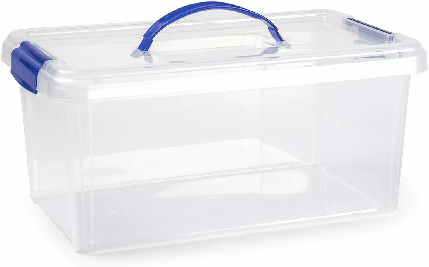 Caja de almacenamiento de plástico transparente de 10 L, caja de  almacenamiento con asa, paquete de 6