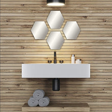 Cargar imagen en el visor de la galería, Set de 4 Espejos Cuadrado Redondo Estrella Corazon Hexagonal Adhesivos Decoración para Pared hogar