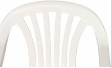 Cargar imagen en el visor de la galería, Silla resina blanca de plástico con respaldo alto para exterior, tanto como jardín, terraza, playa o camping.