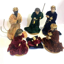 Cargar imagen en el visor de la galería, Nacimiento tela resina 6 piezas 12 cm figurad natividad pesebre de Navidad belen