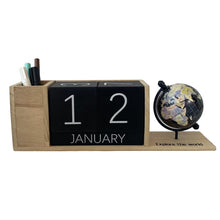 Cargar imagen en el visor de la galería, Calendario Perpetuo de Madera para Sobremesa, Decoración para el Hogar, Ideal para Escritorio, Sala de Estudio, Oficina