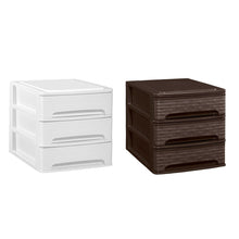 Cargar imagen en el visor de la galería, Cajonera de Plástico Stylo Blanco Linea / Wengué Decoración Bambú Hogar Oficina