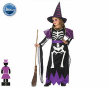 Cargar imagen en el visor de la galería, Disfraz Bruja Esqueleto Niña Infantil Para Halloween Carnaval Teatro