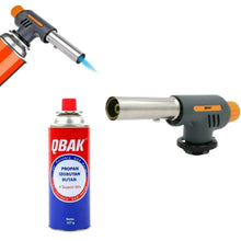 Cargar imagen en el visor de la galería, Soplete + cartuchos de recarga gas llama turbo mechero fuego recargable camping