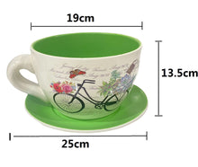 Cargar imagen en el visor de la galería, Taza Macetero con Plato de Céramica Para Plantas Decoracion Jardin Casa