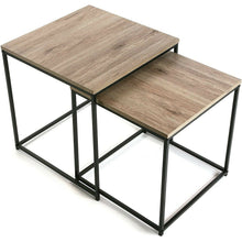 Cargar imagen en el visor de la galería, Juego de 2 Mesas Auxiliares Nido Cuatrados de Madera Diseño Intustrial de Salón