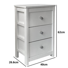 Cargar imagen en el visor de la galería, Mueble Auxiliar Cajonera Ancha de Madera de Pino Natural Color Blanco Nieve, Mesillas de noche,