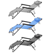 Cargar imagen en el visor de la galería, Silla Tumbona Plegable 79 x 46,5 x 153 cm Hamaca Regulable Multiposiciones de Metal - Ideal para