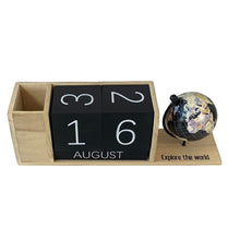 Cargar imagen en el visor de la galería, Calendario Perpetuo de Madera para Sobremesa, Decoración para el Hogar, Ideal para Escritorio, Sala de Estudio, Oficina