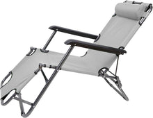 Cargar imagen en el visor de la galería, Silla Tumbona Plegable 79 x 46,5 x 153 cm Hamaca Regulable Multiposiciones de Metal - Ideal para