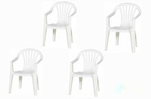 Cargar imagen en el visor de la galería, Silla resina blanca de plástico con respaldo alto para exterior, tanto como jardín, terraza, playa o camping.