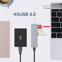 Cargar imagen en el visor de la galería, Hub USB C 4 En 1 USB C Adaptador, 4 Puertos USB 3.0, Hub Tipo C para MacBook ...