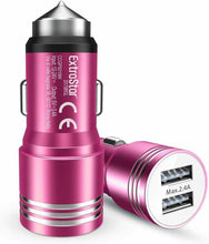 Cargar imagen en el visor de la galería, Cargador de Coche 2 USB 2.4/3A 12-24V c/ Martillo Cristal Adaptador de Carga