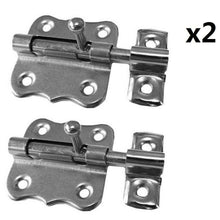Cargar imagen en el visor de la galería, 2 x Pasadores Cerrojos Acero Inoxedable Clasico Sencillo 55x40 mm Cromado