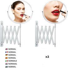 Cargar imagen en el visor de la galería, Espejo de pared armónica con soporte extensible aumento x2, 21 cm, Ø17 cm, para baño maquillaje afeitar - Gerimport