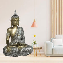 Cargar imagen en el visor de la galería, Buda sentada hogar figura decorativa bakti y dharma resina 27 cm y 17 cm