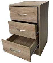 Cargar imagen en el visor de la galería, Mueble Mesita de Noche Armario de 3 cajones CÓMODA MDF 40 mm Habitacion dormitorio 38x34x60 cm