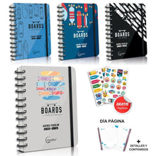 Cargar imagen en el visor de la galería, Agenda escolar paginas diarias diario dia A6 tapa dura 2022 2023 con pegatinas