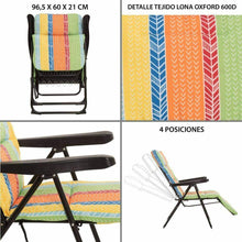 Cargar imagen en el visor de la galería, Sillón de Playa Acolchado de 4 Posiciones de Acero y Lona de 62x59x108 cm