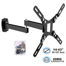 Cargar imagen en el visor de la galería, Soporte de TV o Monitor 14-43" con Brazo Máx Vesa 20X20cm Giratoria Inclinable
