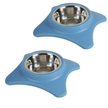 Cargar imagen en el visor de la galería, 2 Comederos para perros gatos mascotas color pastel bandeja acero inoxidable