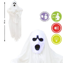 Cargar imagen en el visor de la galería, Colgante Fantasma Con Luz Sonido Control de Voz 190x156 Cm Decoración Halloween