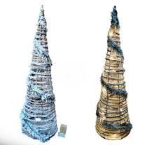 Cargar imagen en el visor de la galería, Cono de Navidad árbo,decorado Xmas espumillon con 15 luces LED cálida 60 cm