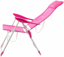Cargar imagen en el visor de la galería, Sillón de Playa Plegable Rosa de Aluminio de 110x61x66 cm