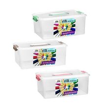 Cargar imagen en el visor de la galería, Caja de plástico almacenaje Contenedor con Asa Natural 12l
