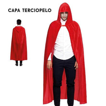 Cargar imagen en el visor de la galería, Capa Negro o Rojo Con Capucha De Terciopelo Unisex Para Disfraz Vampiro 140 Cm
