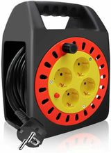 Cargar imagen en el visor de la galería, Cable de alimentación de bobina enrollable de 5 10 15 20 25 m y 4 BASE