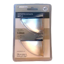 Cargar imagen en el visor de la galería, Set-2 Soportes Para estanteria Estante Metal Satin Apto Para Tableros de 5-20 cm
