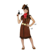 Cargar imagen en el visor de la galería, Disfraz Vaquera Pistolera Niña Infantil Marrón para Carnaval Fiesta
