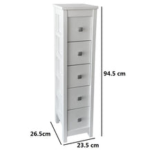 Cargar imagen en el visor de la galería, Mueble Auxiliar Cajonera Estrecho de Madera de Pino Natural Color Blanco Para Baño Dormitorio