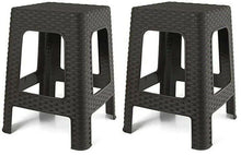 Cargar imagen en el visor de la galería, 2 X Taburetes Sillas de plástico Estilo Rattan vario colores, Asiento Cuadrado