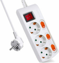 Cargar imagen en el visor de la galería, Regleta con 3 ,4,5,6 Tomas de Enchufes + Interruptores Individuales, 3680 W, 250 V, Blanco …