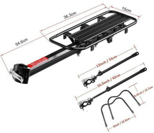 Cargar imagen en el visor de la galería, Portaequipaje trasero para bicicleta, Transportin de bicicleta, Soporte de parrilla trasero aluminio para bici