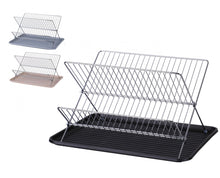 Cargar imagen en el visor de la galería, Escurridor de Platos Plegable 2 Niveles 43,5 x 32,5 x 25cm Escurreplatos Plegable en Forma de X Encimera de Cocina