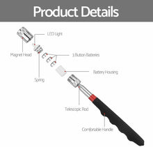 Cargar imagen en el visor de la galería, Recogedor magnético telescópico, imán telescópico con luz para recoger tuercas