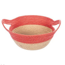 Cargar imagen en el visor de la galería, Cesta Cuerda Papel Con Asa Natural Rojo Plata 22x8 Cm Navidad Decoracion