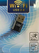 Cargar imagen en el visor de la galería, WiFi Adaptador Mini Wifi USB 2.0 - 2.4 /5GHz – 5 V – 433 Mbps