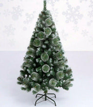 Cargar imagen en el visor de la galería, Árbol de pino negro y verde con nieve Navidad Artificial rama soporte metal PVC 60-210 cm